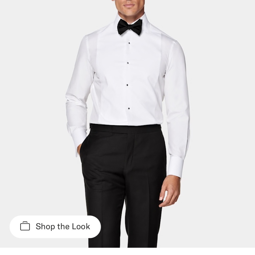 Suitsupply White Plissé Tailored Fit Tuxedo Shirt
